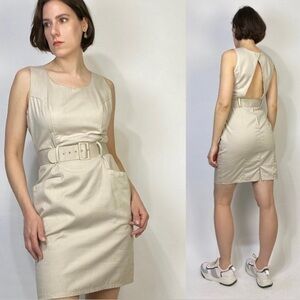 Vintage 1980s Cotton BACKLESS Summer Dress & Belt -- Medium